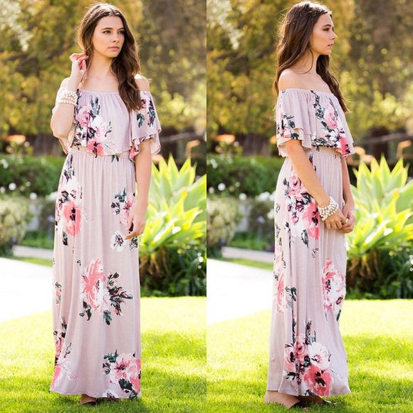 1 LEFT • Floral Off Shoulder Maxi Dress - Picture 3 of 6